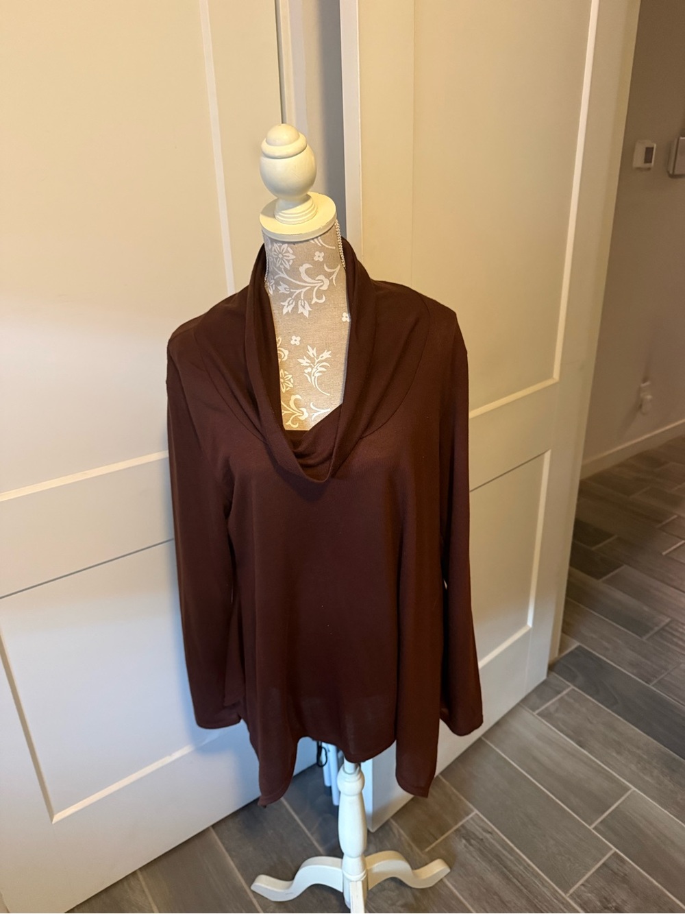 Allison Brittney Brown Cowl Neck Sweater